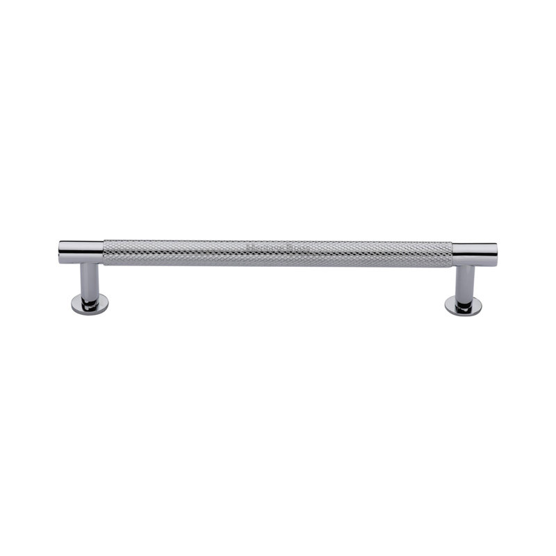 Heritage Brass Heritage Cabinet Pull Partial Knurled Design with Rose, Polished Chrome, 16cm