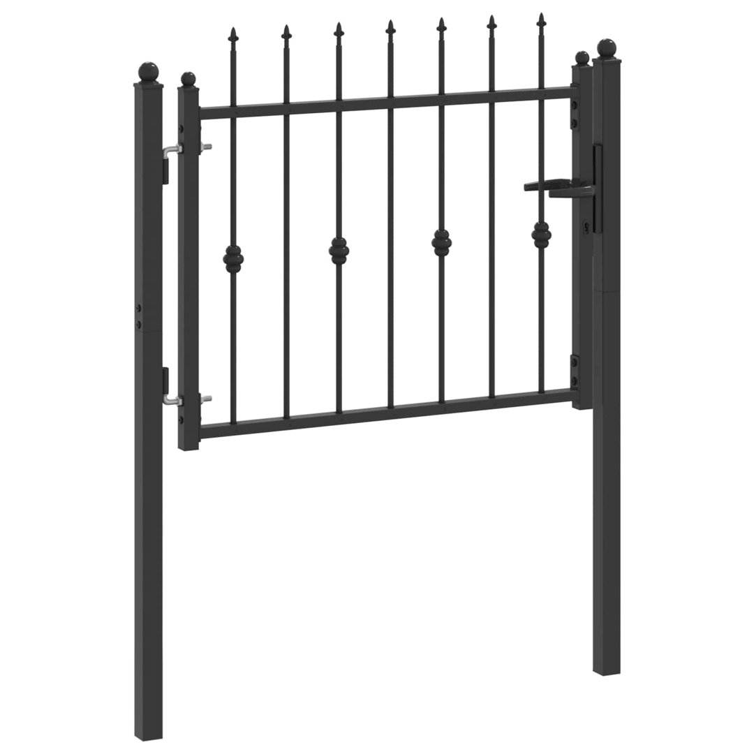 Vidaxl Fence Gate HORST Black Metal Outdoor Barrier Security Perimeter Modern