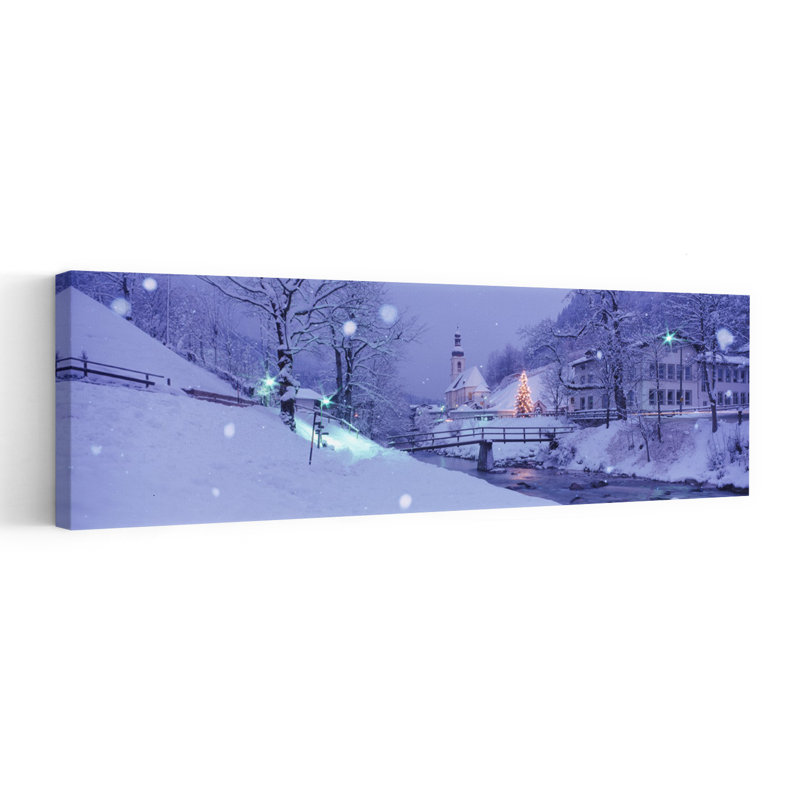 Hiver Ramsau, Allemagne, art abstrait contemporain, H 20 po x l 60 po