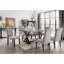 De 2 chaises d'appoint pour la salle à manger, noir et gris antique, tissu semblable au lin, bois massif, bouton, style rustique 2, housse grise, base en bois, dossier, détail délicat-2050720626