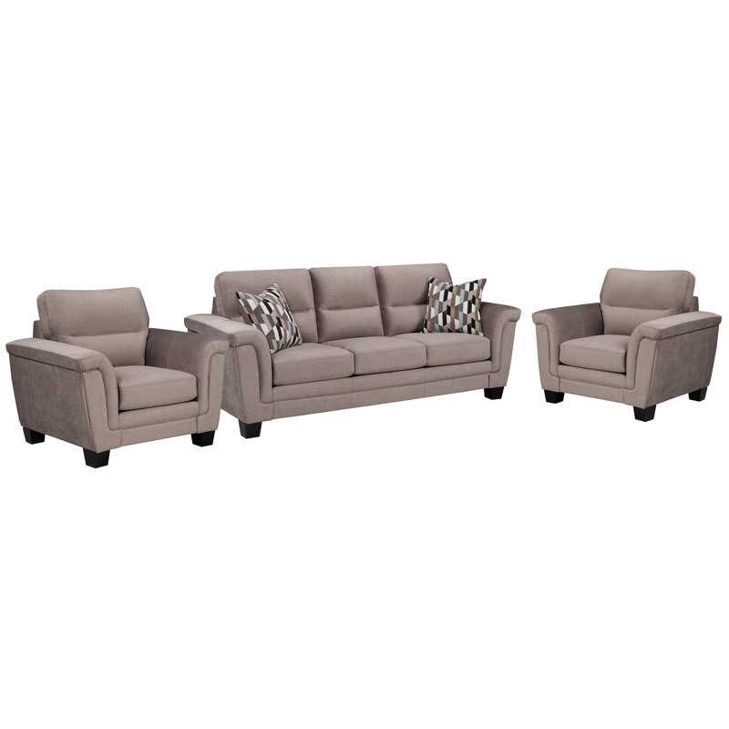 Ensemble de canapé et deux chaises en tissu Beeston, taupe, Taupe