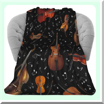HarmonySoft Violin Note Flannel Blanket - Cozy Lightweight Throw for Couch, Chair, Sofa, Bed - Perfect for Kids and Adults, 40"x50"