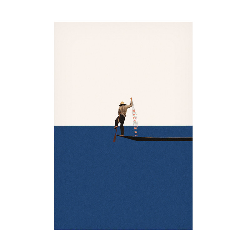 Art sur toile, "Martin pêche", H 47 po x l 30 po x P 2 po