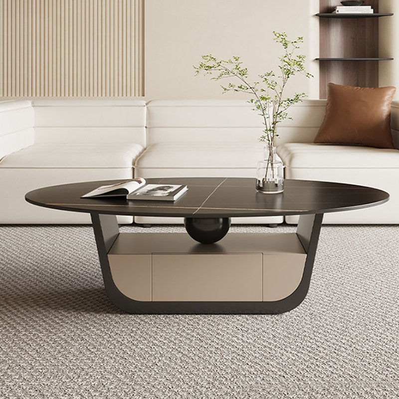 Table basse moderne avec rangement en ardoise, H 16,53 po x L 55,11 po x l 31,49 po, Noir