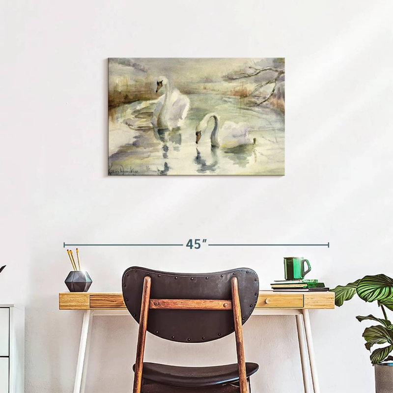 Swans In Winter, 20" H x 30" W