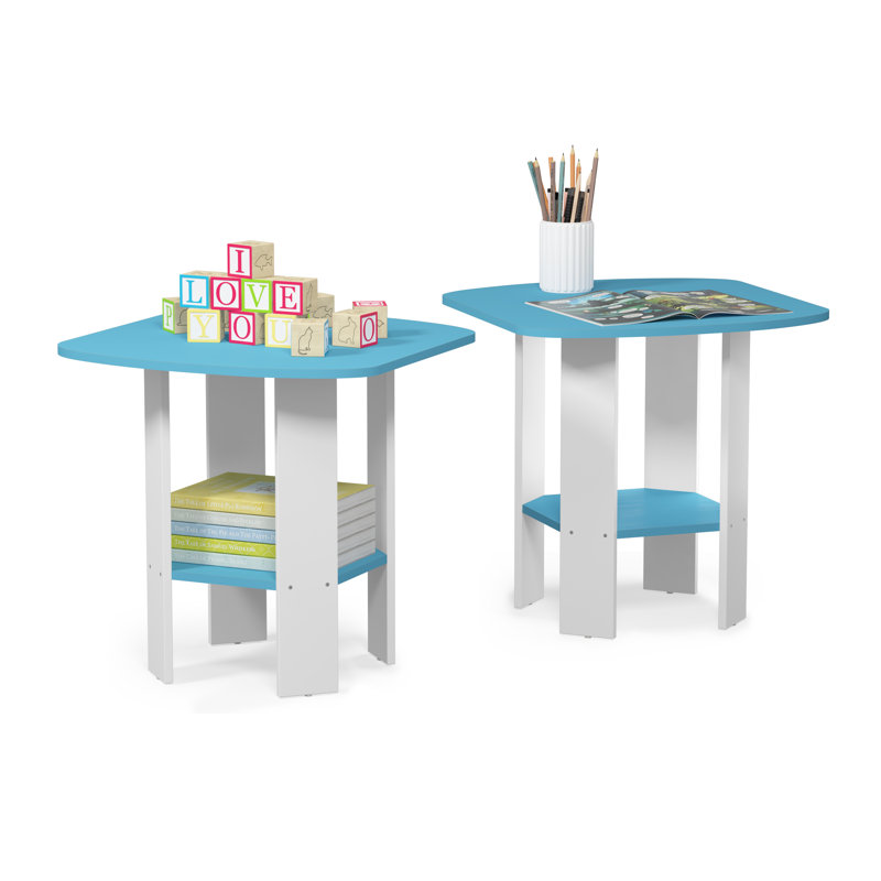 Alastair Side Table, Light Blue, White