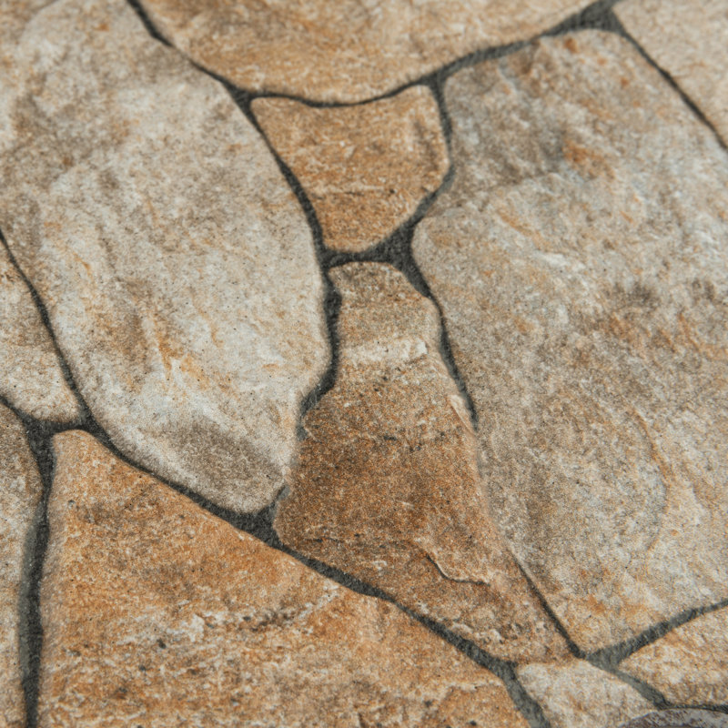 Andorra 10" x 19" Ceramic Stone Look Wall Tile, Brown/Gray