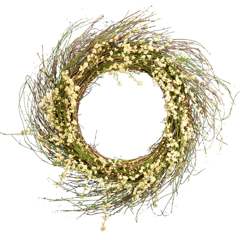 Couronne de baies de saule, vert, H 26 po x l 26 po x P 4 po