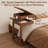  Solid Wood Adjustable Tilt Top End Table with Foldable Side Shelf & Lockable Wheels-1048521425
