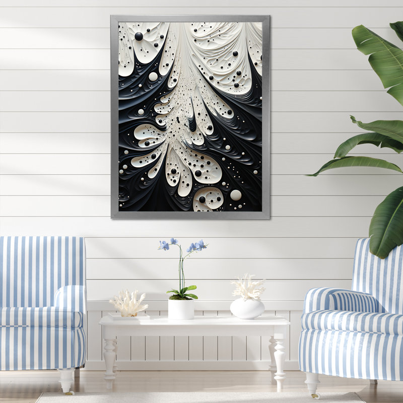 Minimalisme Stingray, peinture en noir et blanc - impressions d'art mural Stingray, Cadre simple argenté
