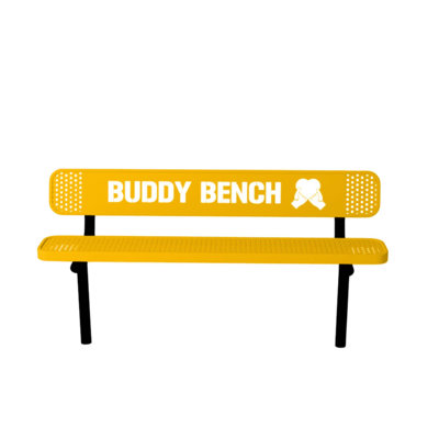 Buddy Bench, Black, Expanded, 6Ft, With Back, Inground