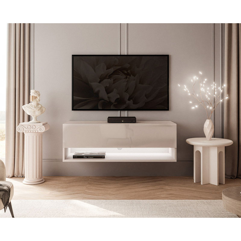 Christionna Calante Wall Cabinet with LED Lighting, High-gloss Cashmere