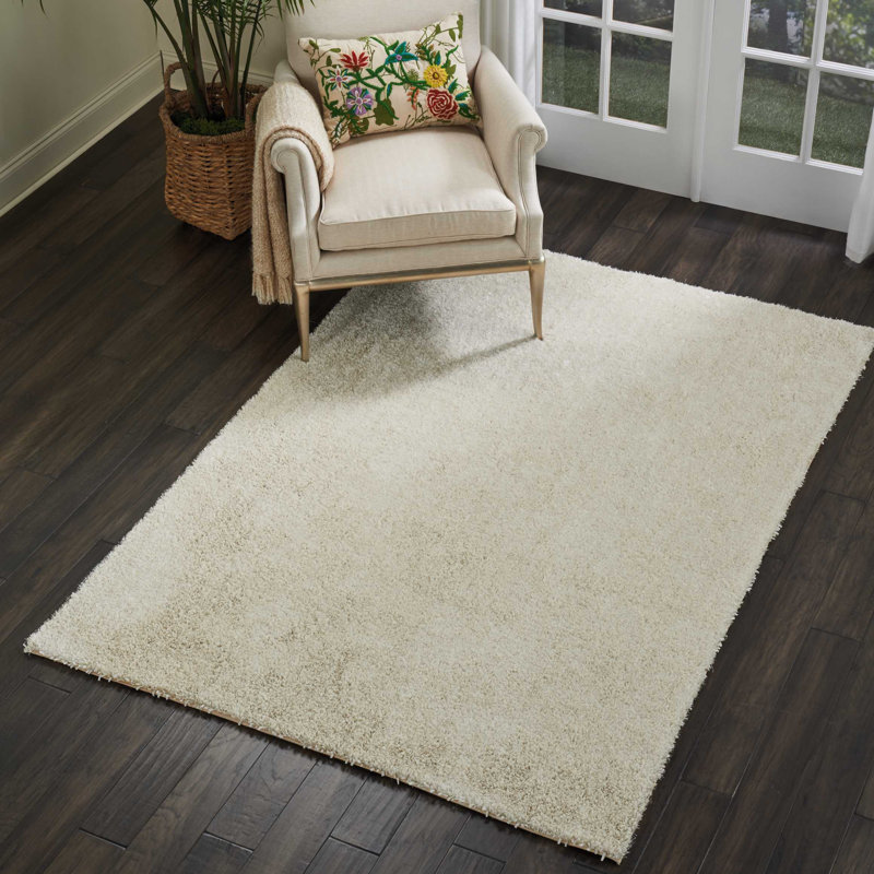 Tapis ivoire à poils longs Sinechra, Rectangle 7 pi 6 po x 9 pi 6 po