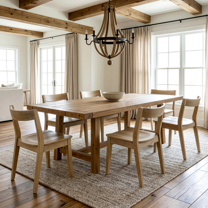 Ensemble de 2 chaises en bois massif délavé avec dossier incurvé Astor, Beige