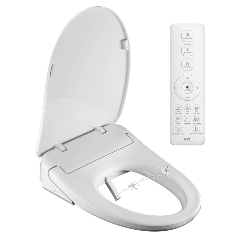 R&t V303 Auto-open Bidet Toilet Seat, Elongated Electric Bidets With Warm Water, Air Dryer, Adjustable Heated Seat, Nightlight, Bidet Attachment For Toilet