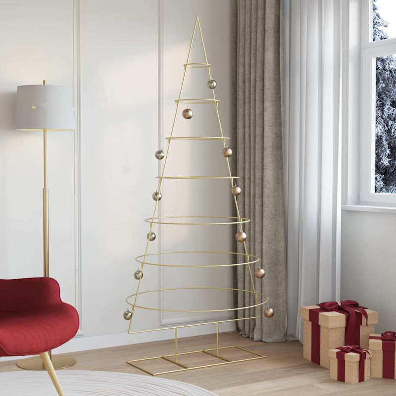 Metal Christmas Tree with Stand Gold Powder-coated steel, 6.89' H