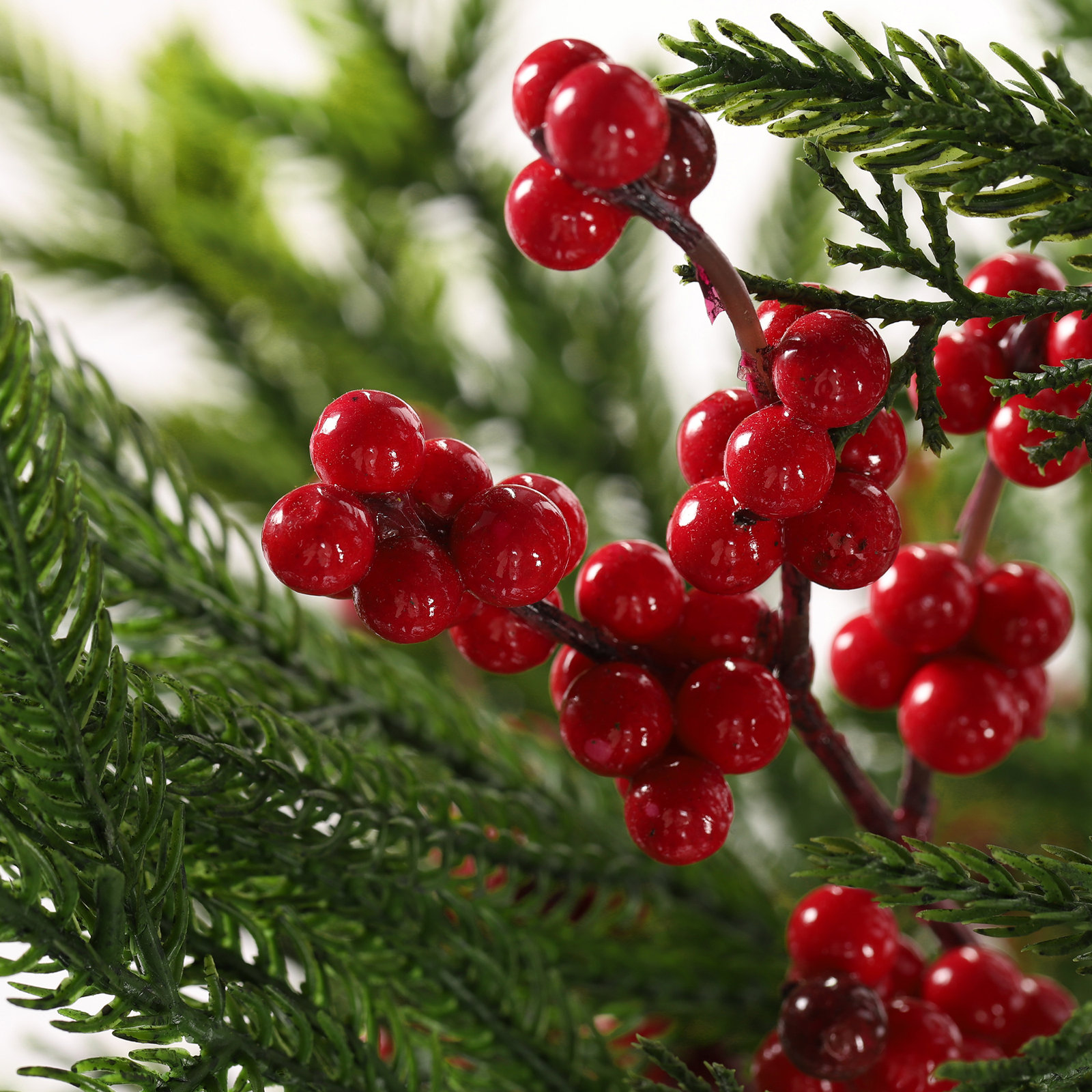 37.5"H Christmas Greenery PE Dripping Pine Porch Tree With Pinecones And Red Berries