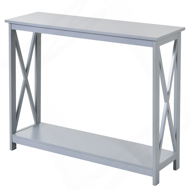 Console à 2 niveaux, table d'appoint avec tablette de rangement, conception en X pour le vestibule