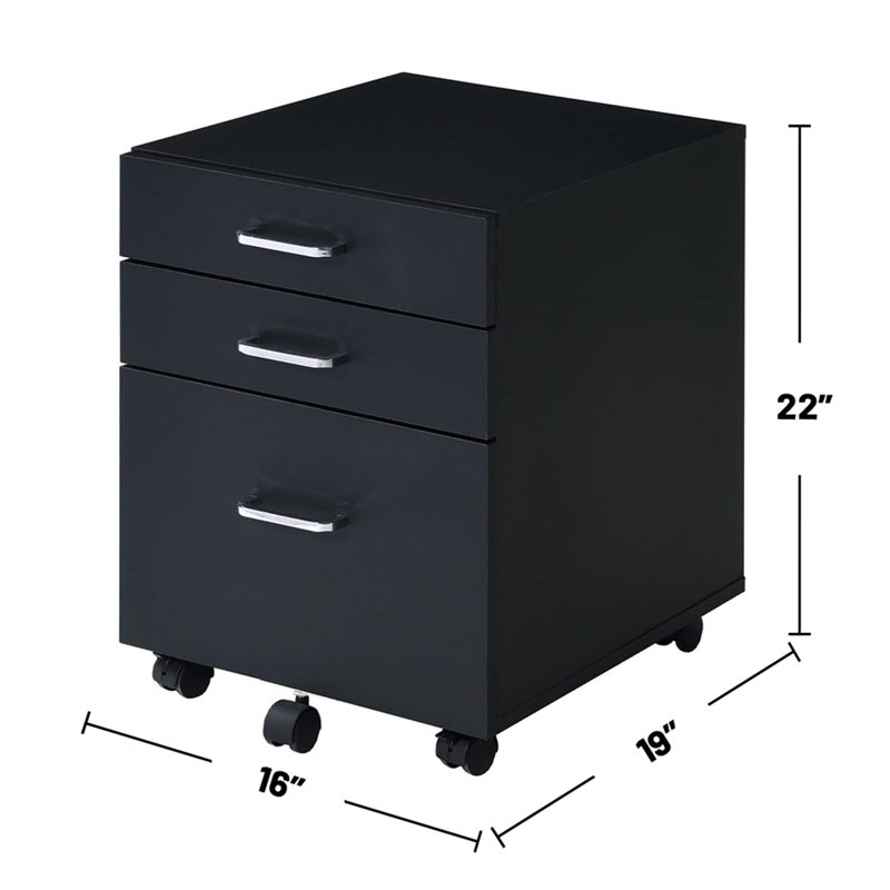 Rectangular Mobile Cabinet With 3 Drawers