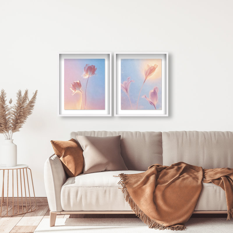 Iridescent Spring Set Framed Graphic Art, 21.5"H x 17.5"W, White Shadowbox