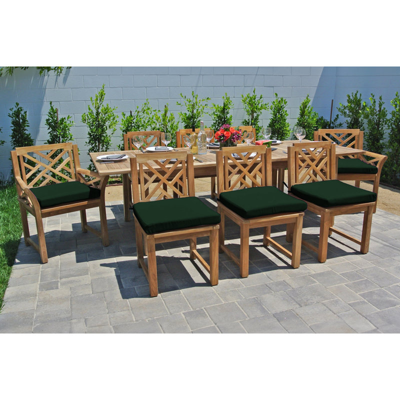 Ensemble repas rectangulaire en teck pour 8 personnes 102,5 po Monterey, Vert forêt, Vert forêt