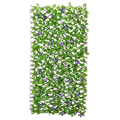 Écran d'intimité de barrière extensible, mur de plantes artificielles extensibles 25,5 x 122 po, panneau de lierre artificiel réaliste avec 50 attaches à fermeture éclair, haies décoratives en toile de fond artificielle pour terrasse de balcon extérieur