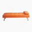 Canapé-lit de bureau multifonctionnel en cuir orange avec table pliante double et conception peu encombrante