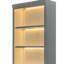 Bibliothèque blanche moderne rectangulaire avec lumières à DEL, 2 portes en verre, 1 tiroir et tablette réglable pour la décoration de bureau à domicile avec éclairage de 83,4 po de hauteur, 3 tablettes ouvertes, aspect esthétique