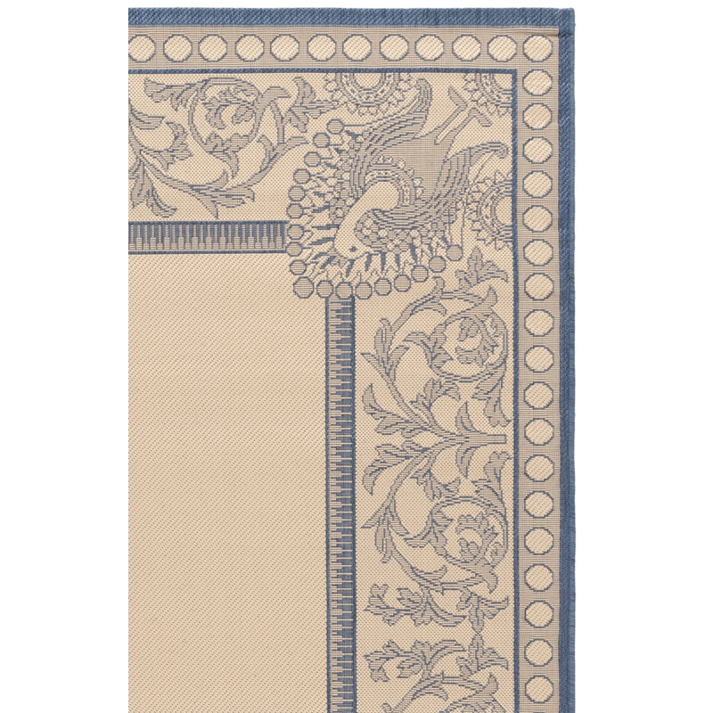 Arneshia Floral Natural/Blue Area Indoor/Outdoor Area Rug, Rectangle 5'3" x 7'7"