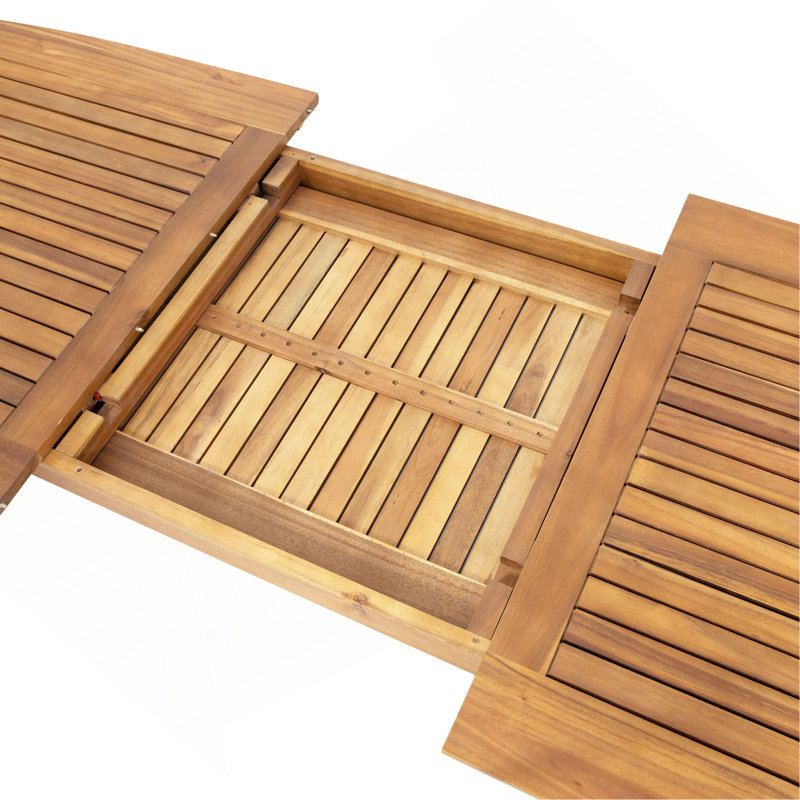 Table de salle à manger d'extérieur extensible en bois d'acacia, Teck