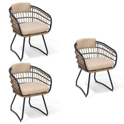 Chaise de salle à manger d'extérieur en osier / rotin avec coussin amovible