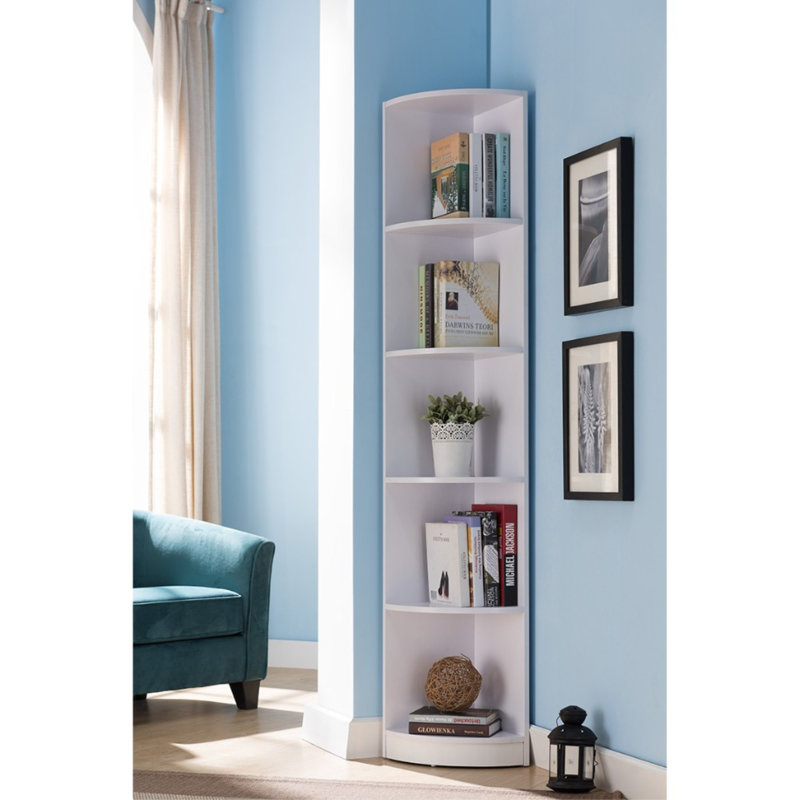 Vitrine de coin en bois Alsiddiqa, Blanc