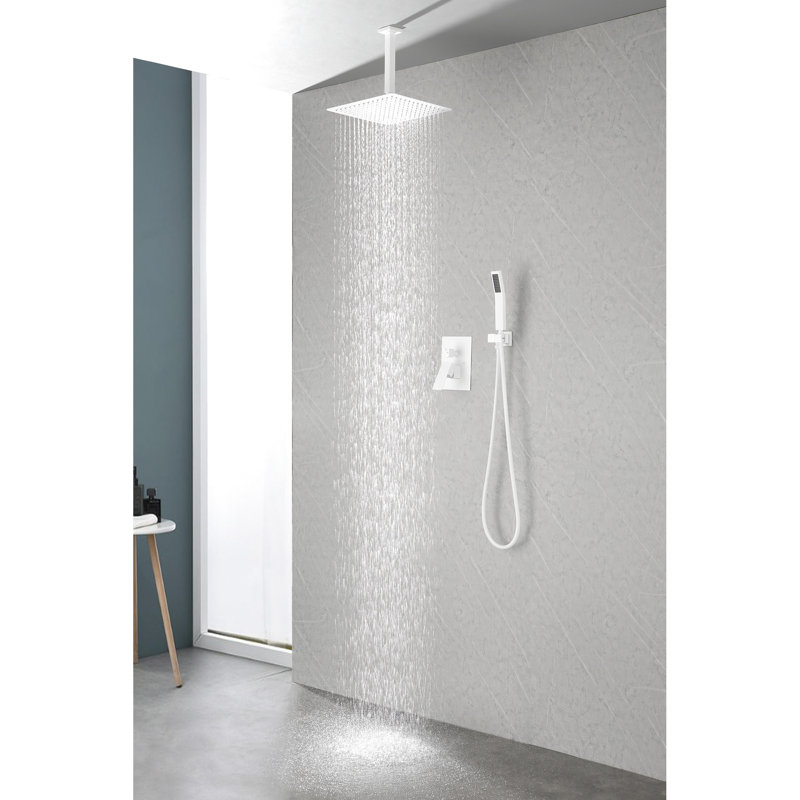 Pomme de douche à pluie - en acier inoxydable, haute, écoénergétique, autonettoyante, 10 po x 10 po, compatible avec tous les accoudoirs qui fonctionnent à plusieurs endroits