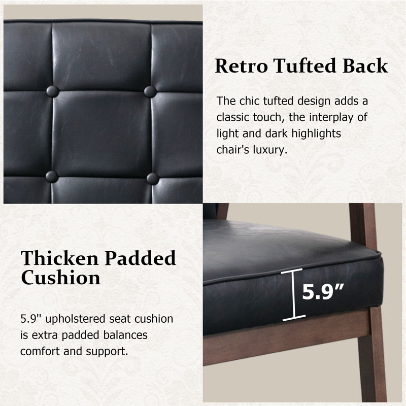 Chaise avec accoudoirs rembourrée Judeth, Similicuir noir mat, 1