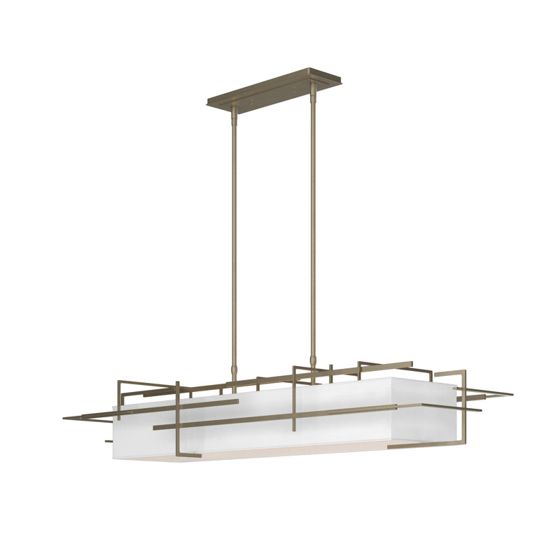 4 - Light Kitchen Island Linear Pendant, Soft Gold, Natural Anna