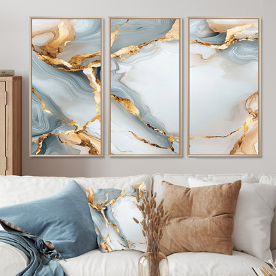 Fractured Marble Time I - Ensemble d'art mural abstrait en marbre