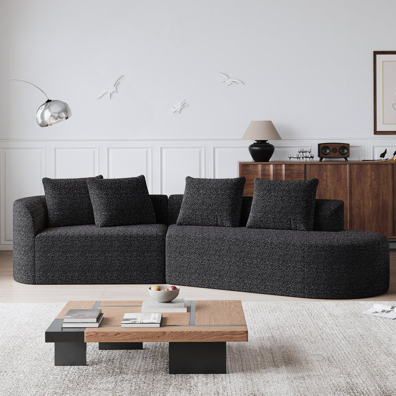 Canapé modulaire surdimensionné et rembourré Modern, Chenille noir, Face à la droite