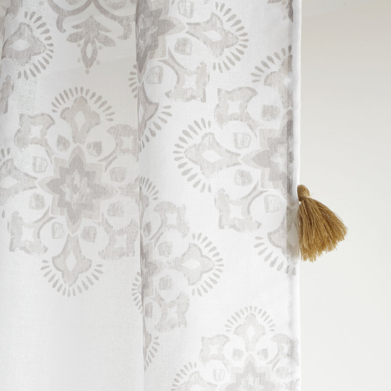 Arianna Tassel Tab Top Voile Curtain Panel, 140 W x 137 D cm