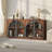 68" Sideboard Buffet Cabinet With 4  Arched Glass Doors Storage, for Kitchen Dining room, Liquor Coffee Bar Cabinet W/LED Light, Walnut-1183274036-1182700345