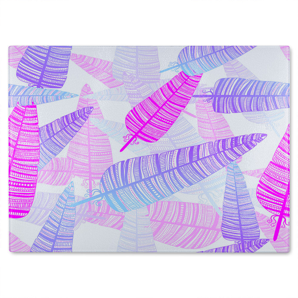 Feathers Glass Chopping Board