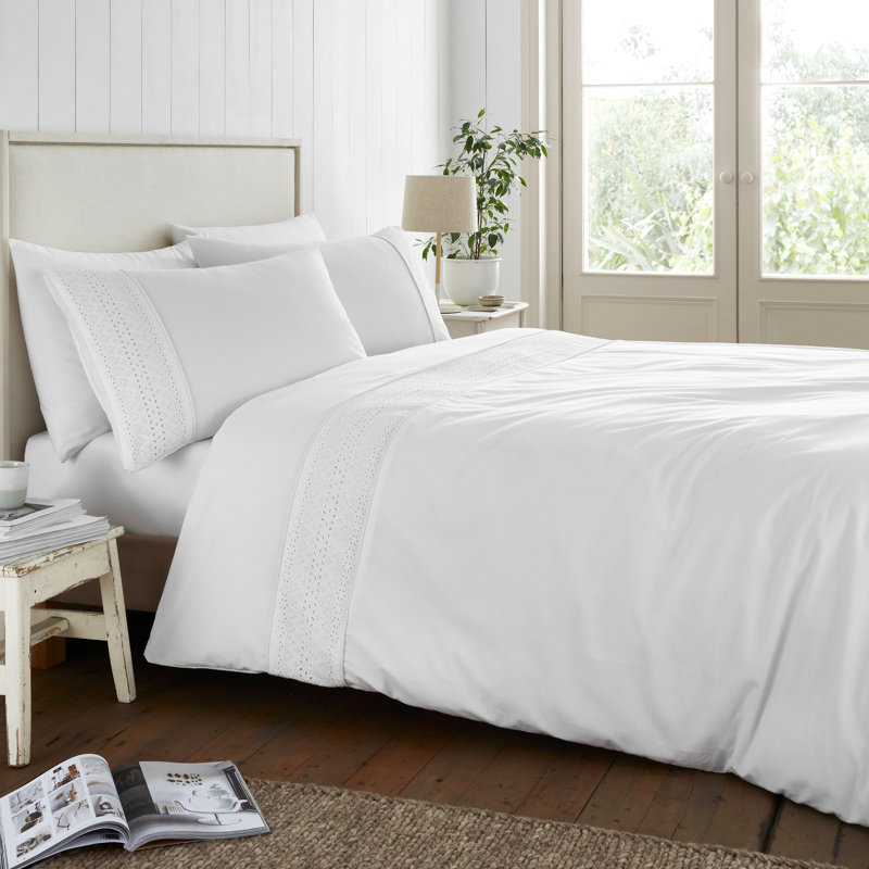 Broderie Anglaise Duvet Cover Set, Super King Duvet Cover Set + 2 Pillowcases, White