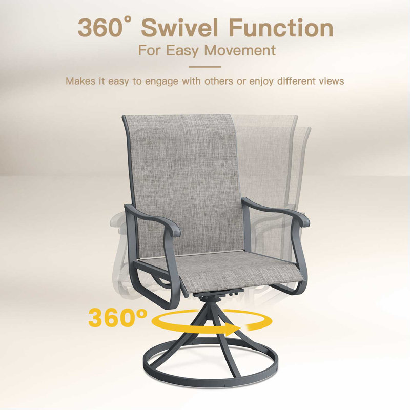 9-Piece 63" Round Outdoor Patio Dining Set With Swivel Armchair, Gray/Gray