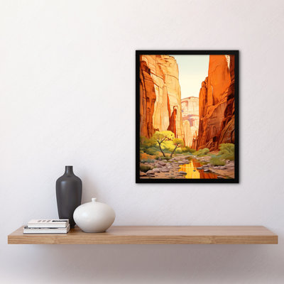 Zion National Park Canyon Orange Green Narrows Gorge - Single Picture Frame Print
