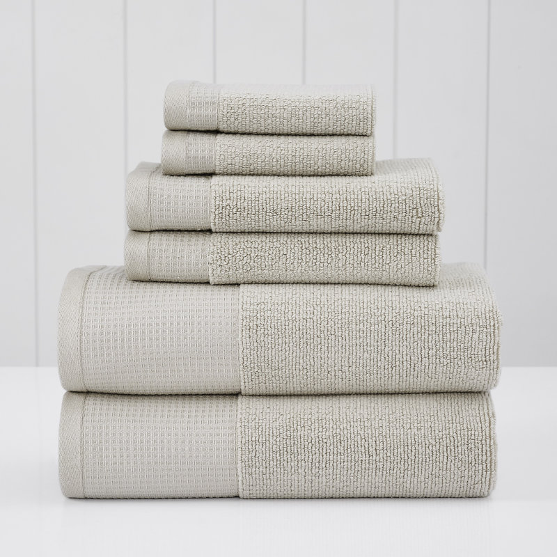 Ensemble de serviettes modernes en coton gaufré 6 pièces Modern, Taupe