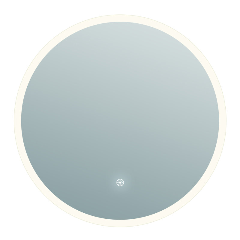 Eva Round Perimeter Lighted Mirror with Memory Dimmer and Defogger, 30" x 30"