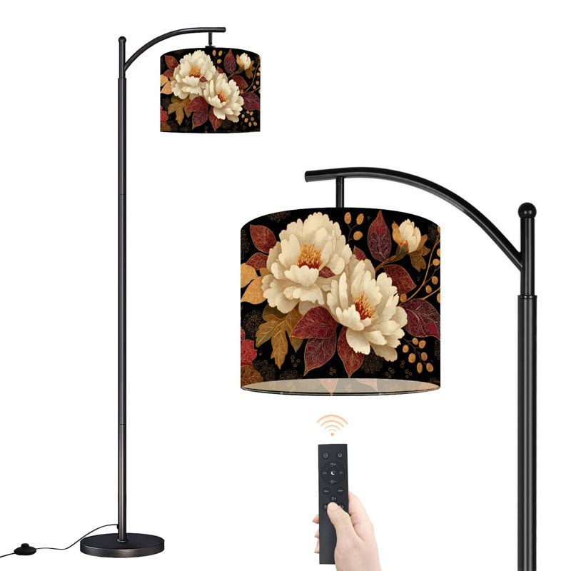 Lampe sur pied à abat-jour réglable Floral