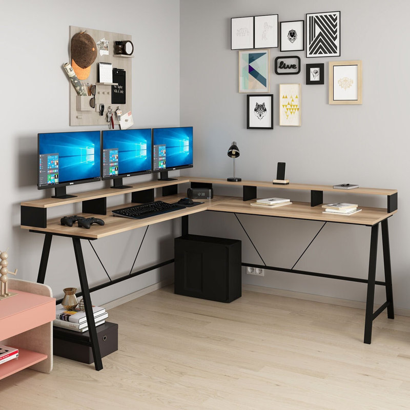 Bureau d'étude moderne, couleur dorée, 70,9 x 35,4 x 23,6 pouces | 100% panneau de particules enduit de mélamine, épaisseur: 0,7 pouce | Conception élégante et durable pour le bureau à domicile, parfaite pour la productivité et l'organisation