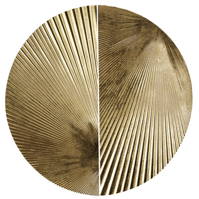 Half-Moon Metal Wall Decor, 2 , Gold Leaf Dimensional Design, Hang Horizontally Or Vertically, Indoor Decoration Art, Metallic For An Interior, Various Hanging Arrangements