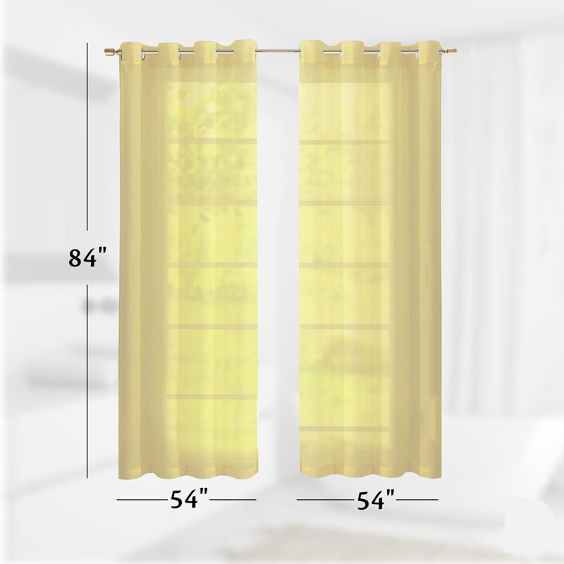Cheala Solid Sheer Curtains for Living Room and Bedroom 54"W x 84"L Window Sheers Window Drapes, Gold