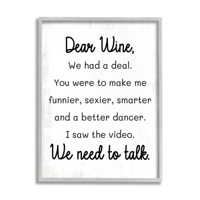 Bb-622-Framed " Dear Wine Need To Talk " by Lil' Rue